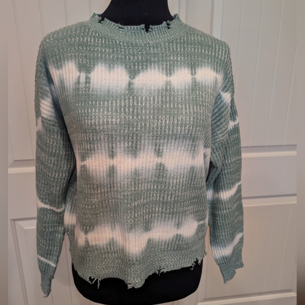 Poof Apparel New York Mint and White Sweater